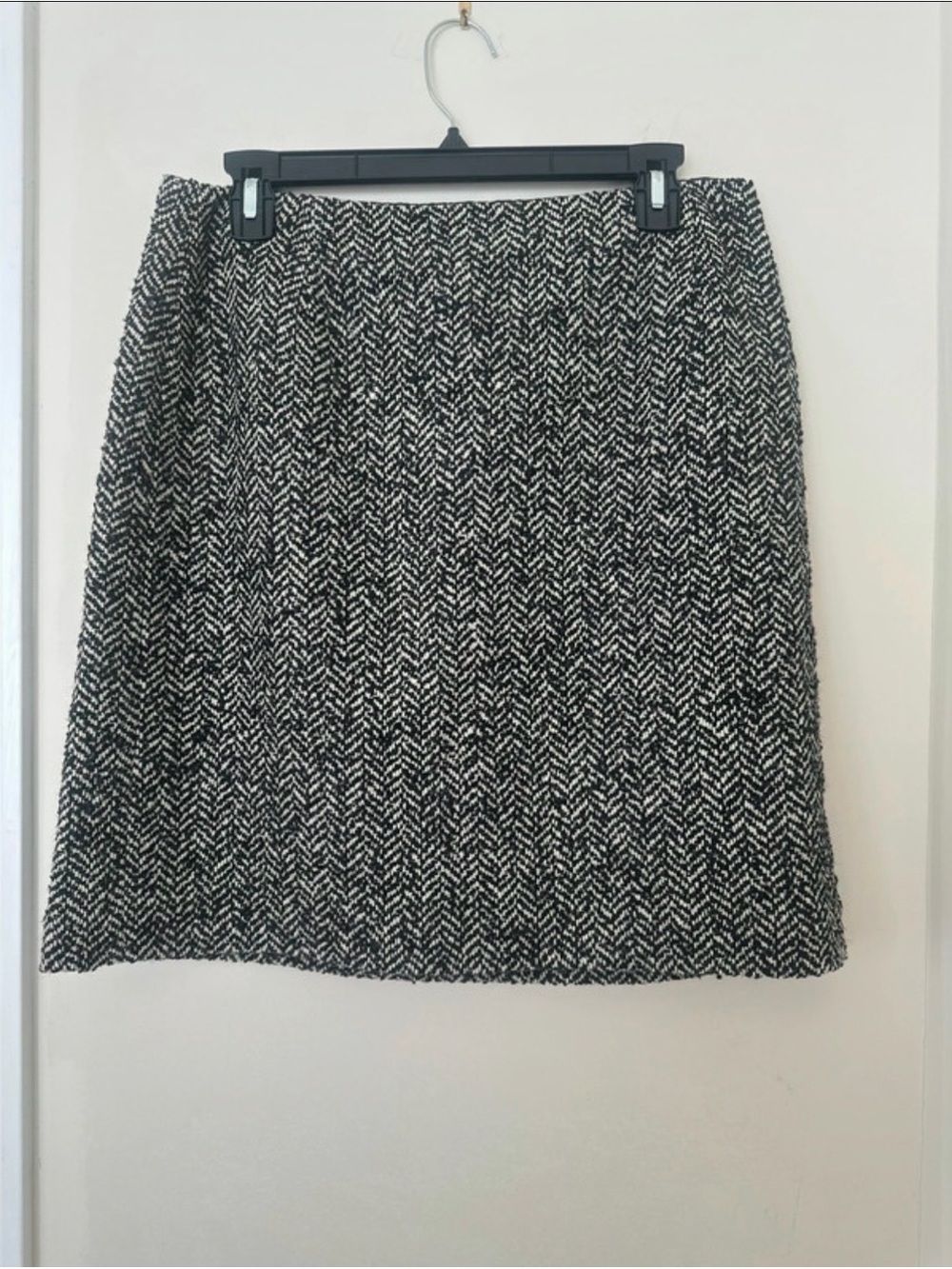 Eddie Bauer Wool Herringbone A-Line Skirt Size 12 Black White